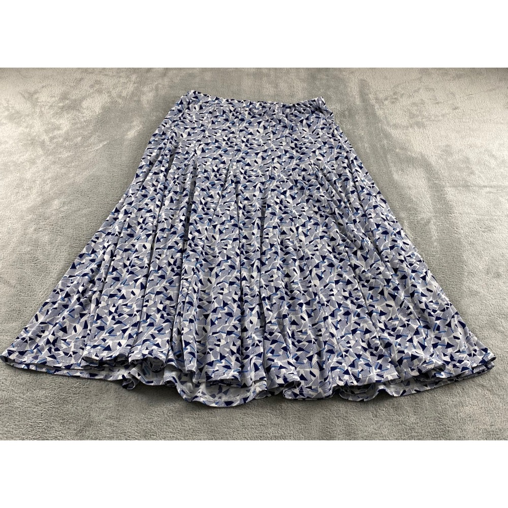 Philosophy Republic Clothing Geometric Print Midi Skirt Navy Blue White Womens M